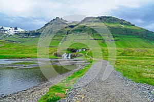 Landscape and the Kirkjufellsfoss waterfalls