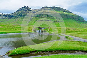 Landscape and the Kirkjufellsfoss waterfalls