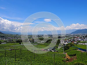 Landscape of Kofu Basin in Yamanashi, Japan