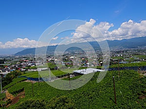 Landscape of Kofu Basin in Yamanashi, Japan