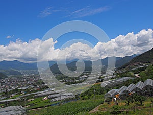 Landscape of Kofu Basin in Yamanashi, Japan