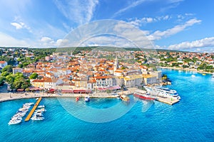 Landscape  with Krk town in Krk island, Croatia