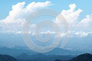 Landscape of the Kuala Lumpur under huge stratocumulus clouds view from Genting highlands