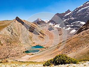 Landscape with Kulikalon lakes in Fann mountains. Tajikistan, Ce