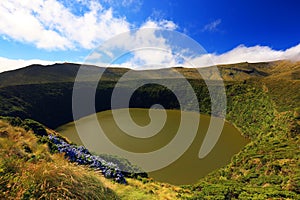 Landscape with Lagoa Funda on Flores Island