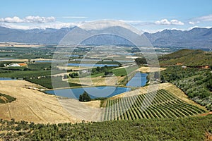 Landscape of lagoons and vineyards from Gydo Pass,