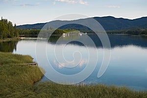 LANDSCAPE OF LAKE OF BANYOLES IN GIRONA SPAIN