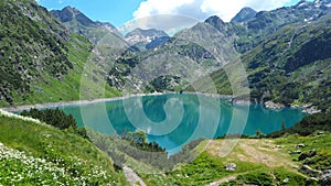 Landscape of the Lake Barbellino an alpine artificial lake. Italian Alps. Italy photo