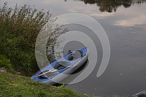 landscape lake boat reflection water grass summer nature the Bush willow