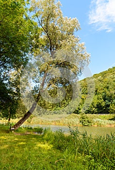 Landscape of Lake of Brinzio in valey Rasa at summertime, province of Varese, Italy