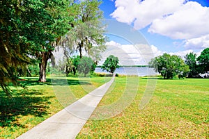 The landscape of Lake Gibson in Lakeland, Florida