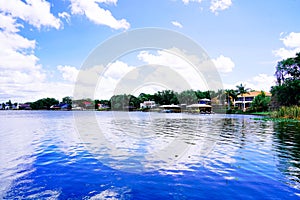 The landscape of Lake Gibson in Lakeland, Florida