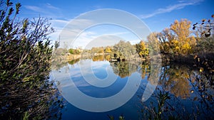 landscape lake in lagunas de las madres arganda del rey photo