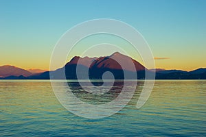 Landscape of lake maggiore in italy at dusk