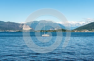 Landscape of Lake Maggiore on a summer day, Laveno Mombello