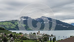 Landscape of the lake and mountain in Switzerland