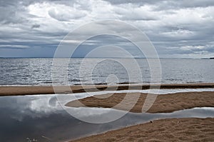 landscape lake sky  sandy beach Bay  nature's unusual fairy-tale world