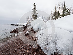 Landscape of Lake Superior North Shore in winter