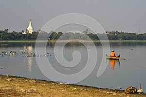 Landscape of Lake Taungthaman Myanmar