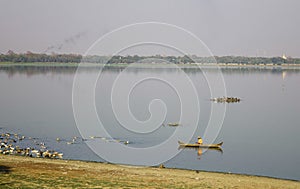 Landscape of Lake Taungthaman Myanmar