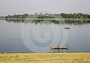 Landscape of Lake Taungthaman Myanmar