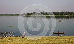 Landscape of Lake Taungthaman Myanmar