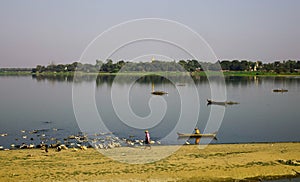 Landscape of Lake Taungthaman Myanmar