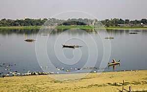 Landscape of Lake Taungthaman Myanmar
