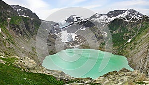 Landscape with lake Trifsee and Triftgletscher