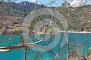 Landscape of lake Tsivlou Achaia Peloponnese Greece