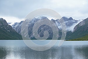 Landscape with lake under sky
