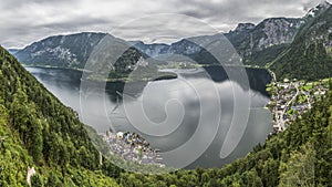 Landscape of the lake and village in Austria