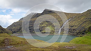 Landscape and lake from Village of Saksun, Faroe Islands, Denmark