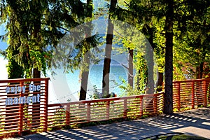 Landscape of the lake and village Valiug, in Banat, Transylvania