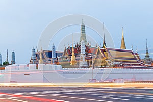 Landscape, Landmark,Temple Wat Pra Kaew, Thai religion morning Before sunrise, Bangkok, Thailand