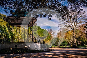 Landscape in Lapa in Jardim da Estrela with bandstand, Lisbon - Portugal