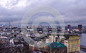 Landscape of a large industrial city in cloudy weather.