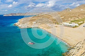 Landscape with Lia beach, Mykonos island, Greece photo