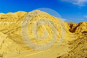 Landscape of lissan marl rocks along the Arava Peace Road
