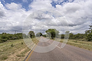 scenic sky over R40 tree-lined road near Timbavati, South Africa