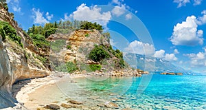 Landscape with Livathou beach in Kefalonia, Greece