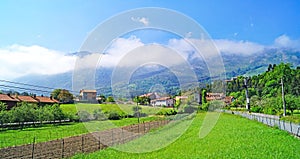 landscape of Lloron in the Picos de Europa, Principality of Asturias, Asturias and Autonomous community of Castilla y León