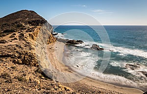 Landscape in Los Amarillos. Natural Park of Cabo de Gata. Spain photo