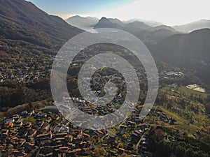 Landscape of Lugano from Colla valley on Switzerland
