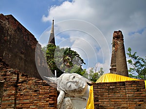 The landscape of lying Buddha of Ayutthaya