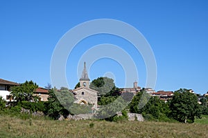 Landscape of the Lyonnais mountains around the village of Montrottier in summer in France