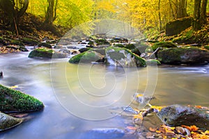 Landscape magic river in autumn.