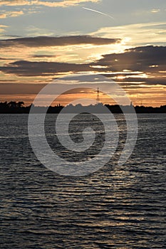 Landscape - magical yellow and golden sunset at Chasewater, Staffordshire