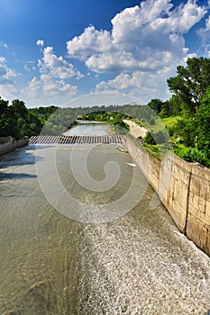Landscape Maikop HPS hydroelectric power station dam