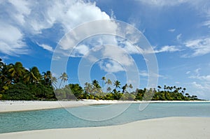 Landscape of of Maina Island in Aitutaki Lagoon Cook Islands